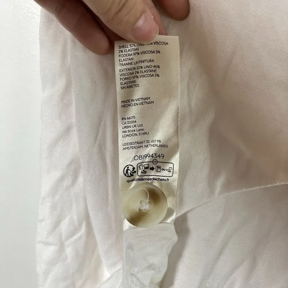 Anthropologie sleeveless square neck linen button wrap midi dress size XL - Picture 9 of 13